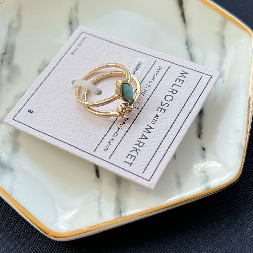 Melrose and Market NEW Gold Rings Size 8 Genuine Stone Nickel Free - Picture 2 of 5